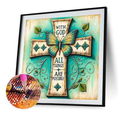 Diamond Painting - Full Round - Cross Butterfly (30*30CM)