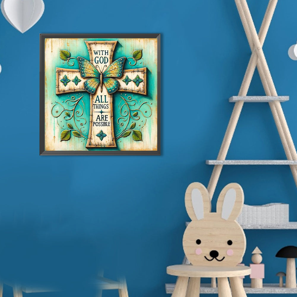 Diamond Painting - Full Round - Cross Butterfly (30*30CM)