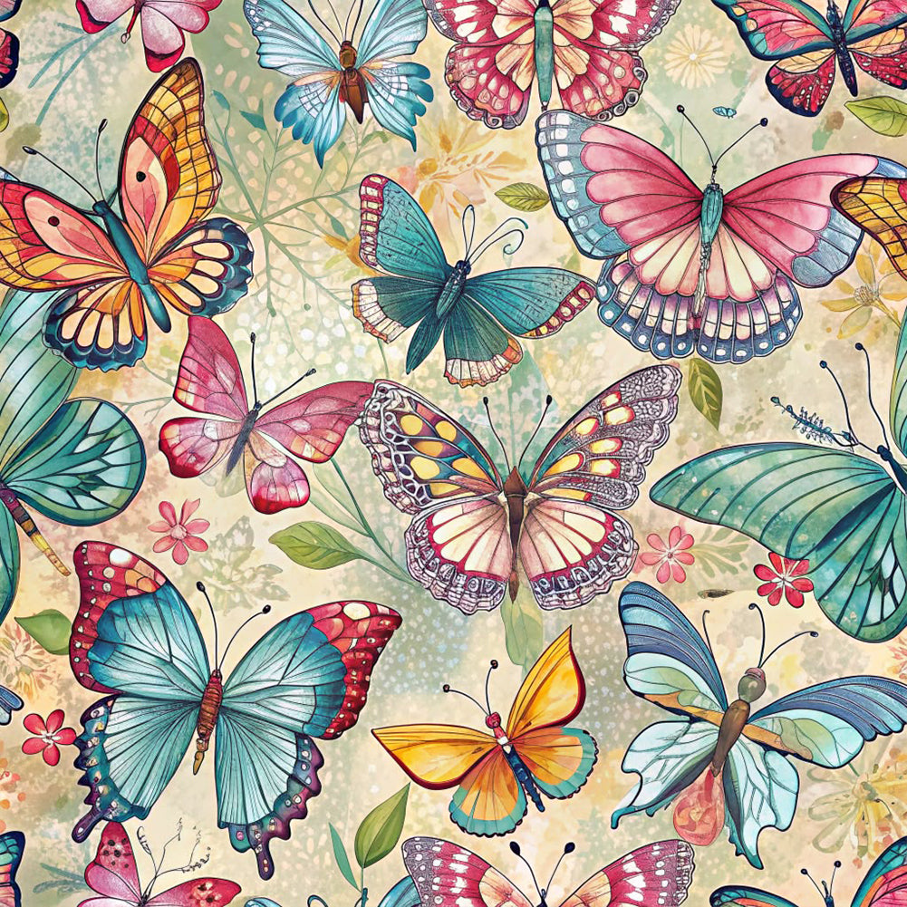 Diamond Painting - Full Round - Many Butterflies (30*30CM)