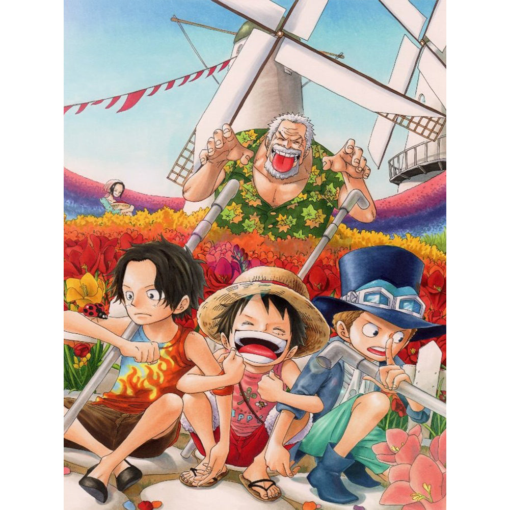 Diamond Painting - Full Round - Luffy Brothers And Grandfather (30*40CM)