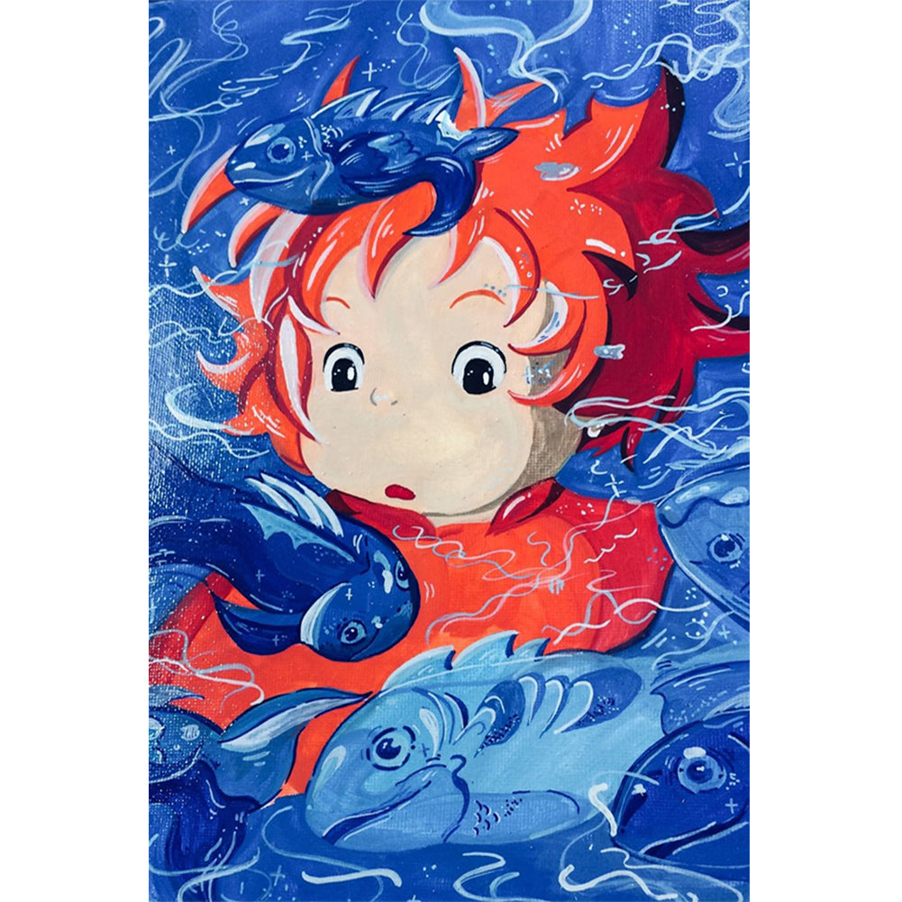 Diamond Painting - Full Round - Miyazaki Hayao Goldfish Princess On The Cliff (40*60CM)