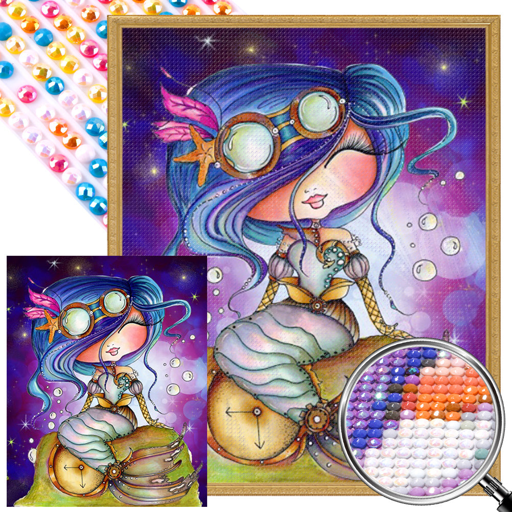 AB Diamond Painting - Full Round - Blue-Haired Mermaid (40*50CM)