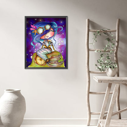 AB Diamond Painting - Full Round - Blue-Haired Mermaid (40*50CM)