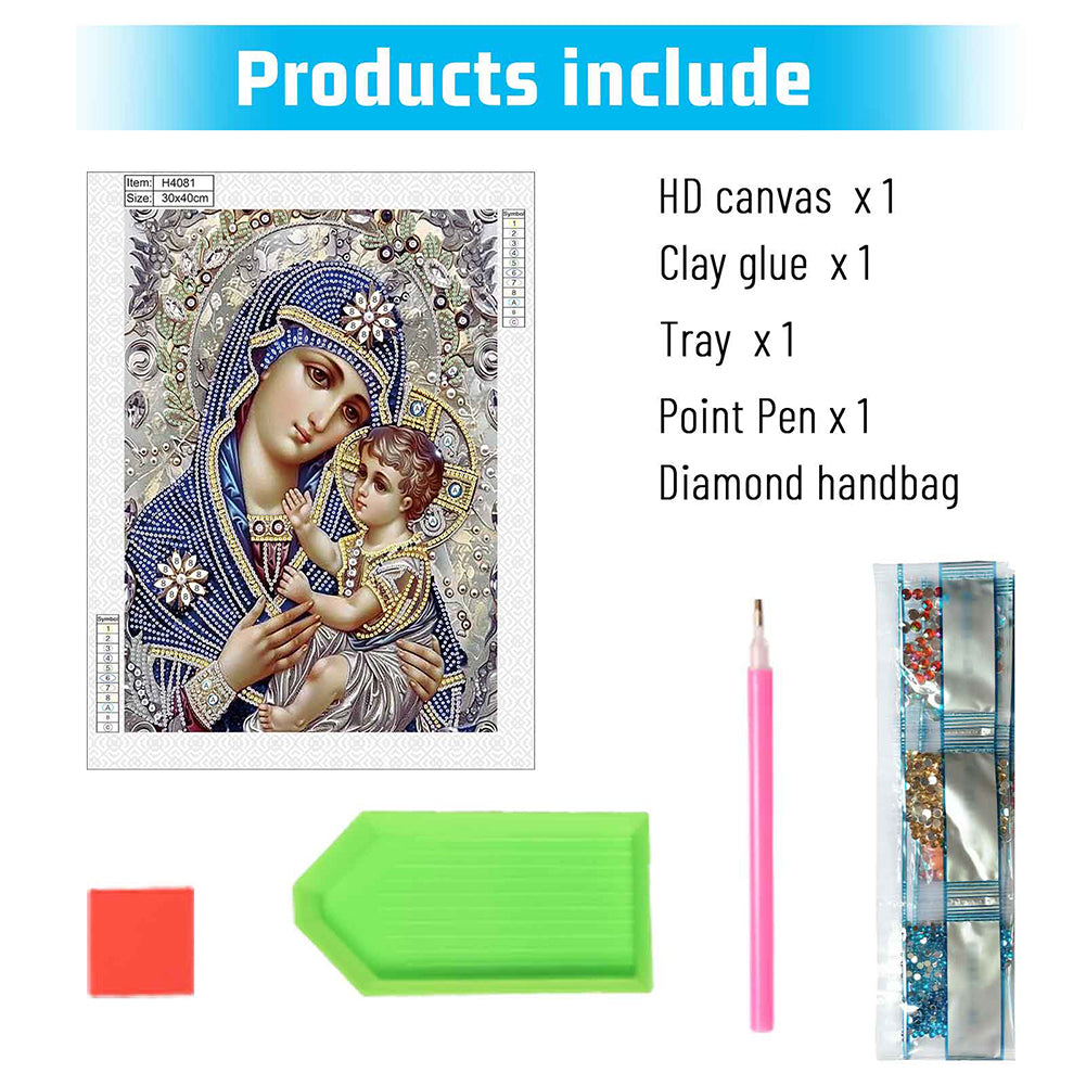 Diamond Painting - Partial Special Shaped - Virgin Mary (30*40CM)