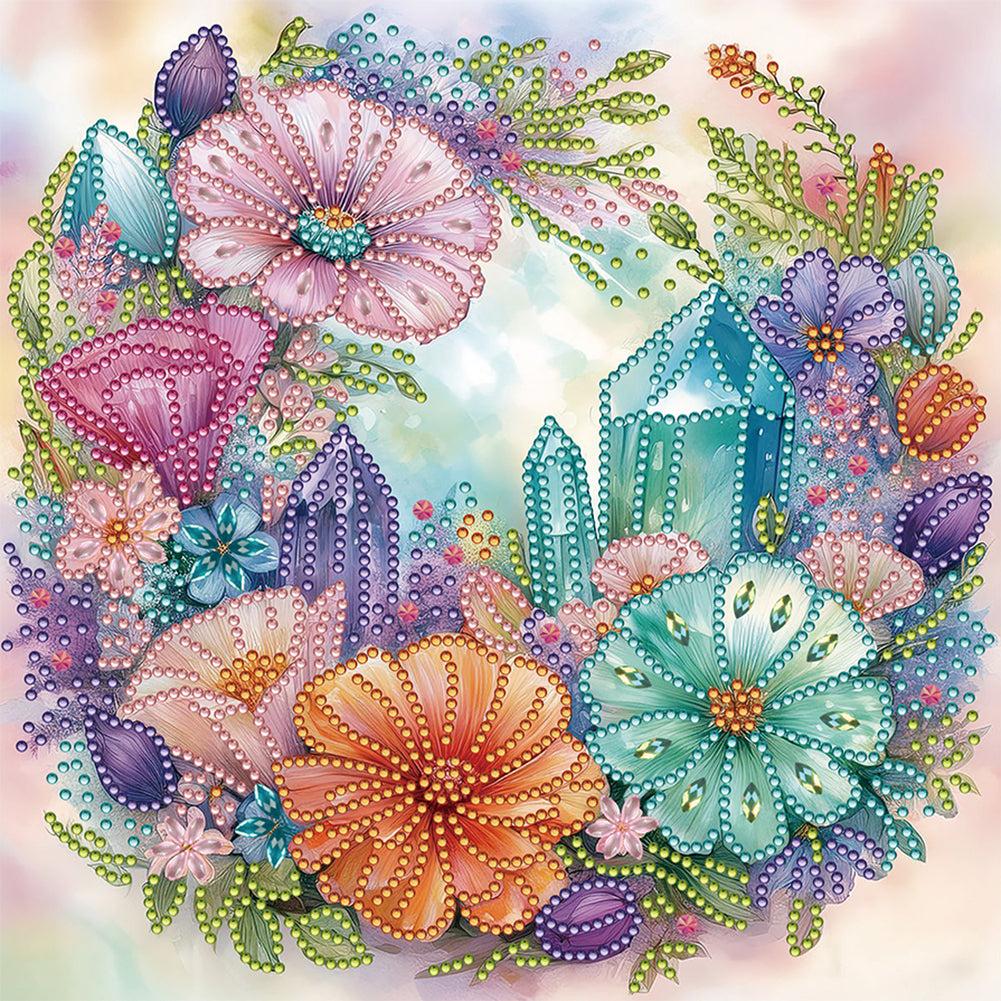Diamond Painting - Partial Special Shaped - Crystal Flowers (30*30CM)
