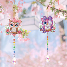Load image into Gallery viewer, 2Pcs 5D DIY Diamond Painting Sun Catcher Crystal Painting Ornaments (Owl)
