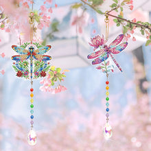 Load image into Gallery viewer, 2Pcs Diamond Painting Sun Catcher Crystal Painting Ornaments (Flower Dragonfly)
