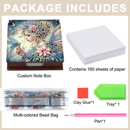 Elf Girl Diamond Painting Notecard Box Gem Art Sticky Note Holder for DIY Art