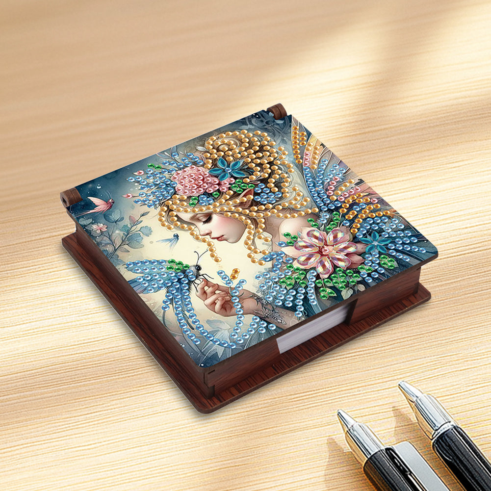 Elf Girl Diamond Painting Notecard Box Gem Art Sticky Note Holder for DIY Art