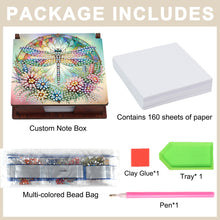 Load image into Gallery viewer, Dragonfly Diamond Painting Notecard Box Gem Art Sticky Note Holder for DIY Art
