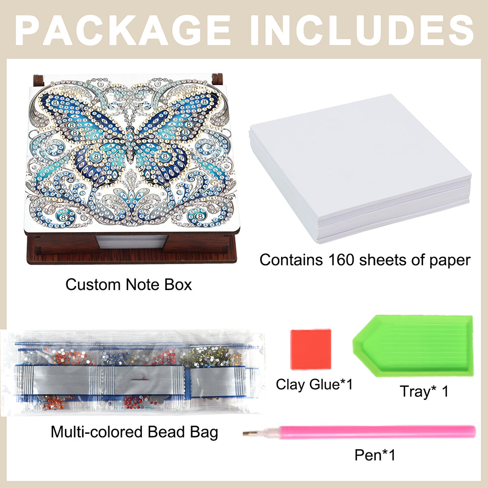 Butterfly Diamond Painting Notecard Box Gem Art Sticky Note Holder for DIY Art