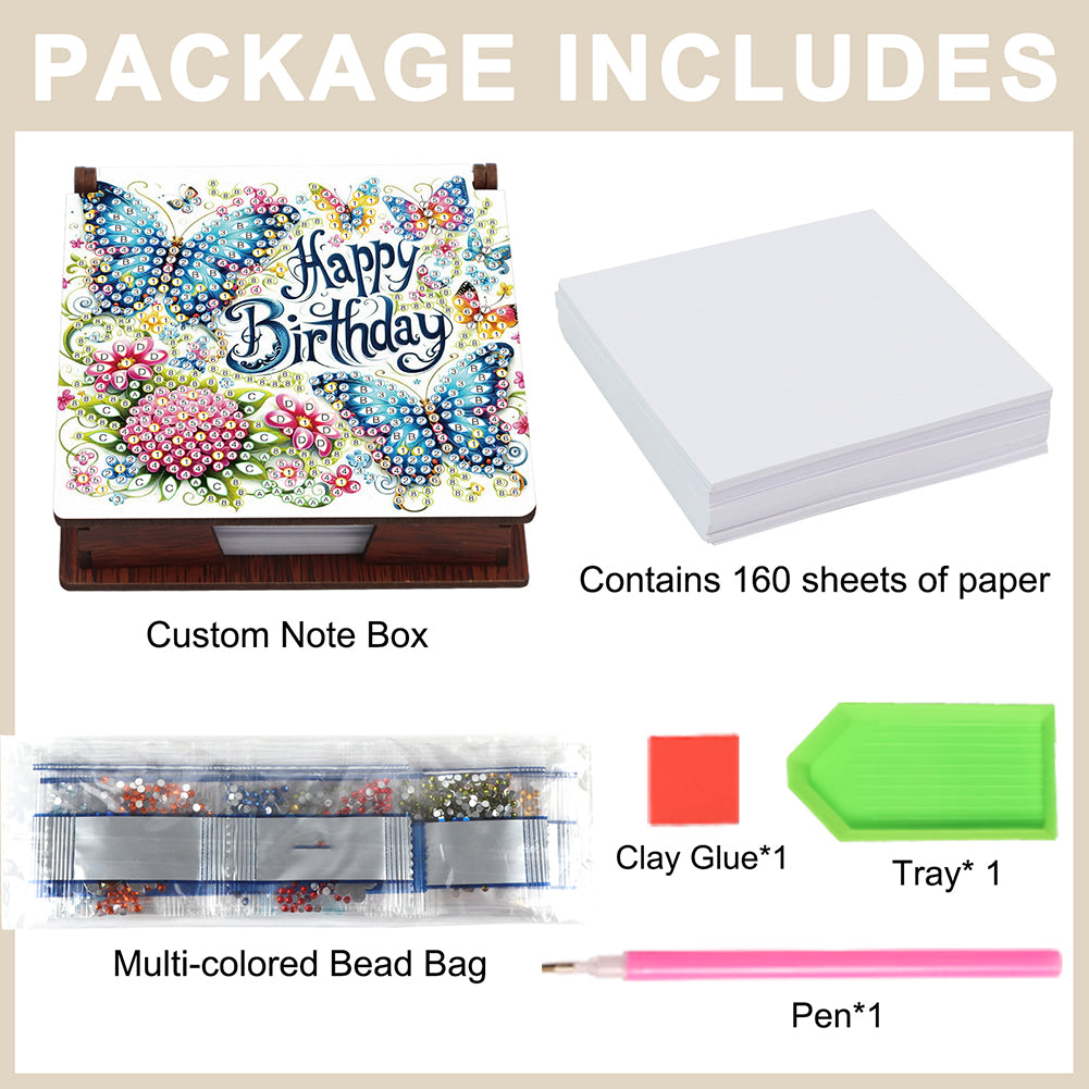 Butterfly Diamond Painting Notecard Box Gem Art Sticky Note Holder for DIY Art