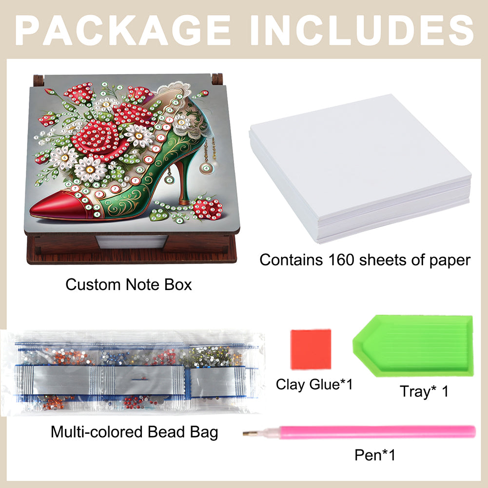High Heels Diamond Painting Notecard Box Gem Art Sticky Note Holder for DIY Art