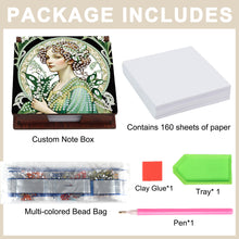 Load image into Gallery viewer, Elegant Lady Diamond Painting Notecard Box Gem Art Sticky Note Holder for Adults
