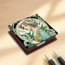 Load image into Gallery viewer, Elegant Lady Diamond Painting Notecard Box Gem Art Sticky Note Holder for Adults
