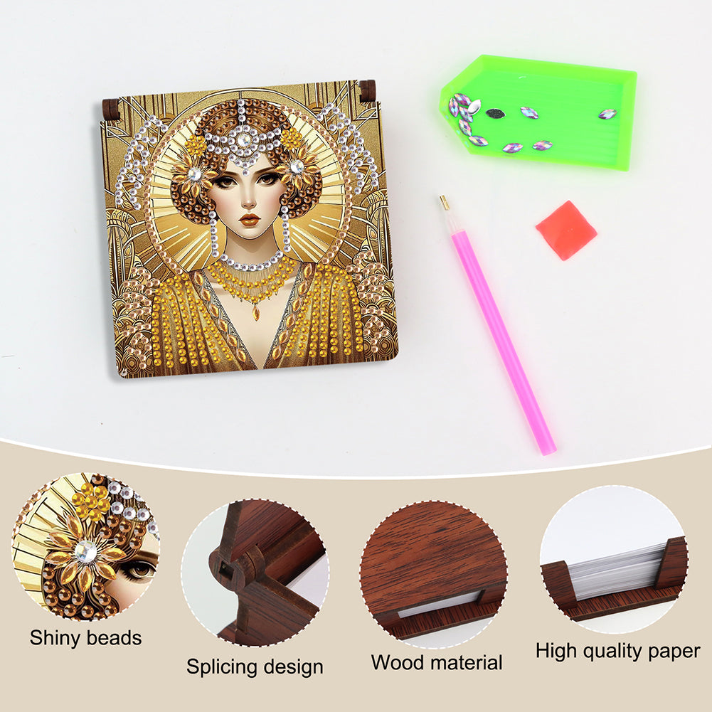 Elegant Lady Diamond Painting Notecard Box Gem Art Sticky Note Holder for Adults
