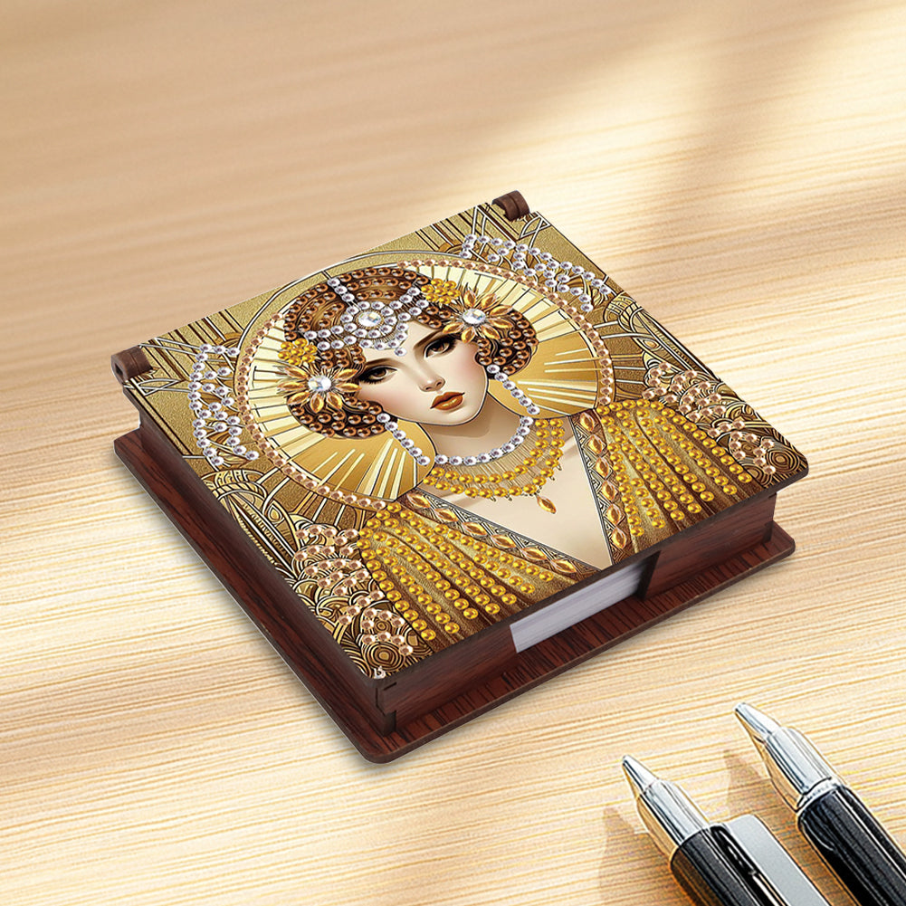 Elegant Lady Diamond Painting Notecard Box Gem Art Sticky Note Holder for Adults