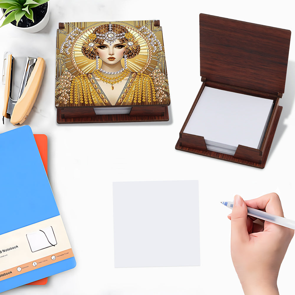 Elegant Lady Diamond Painting Notecard Box Gem Art Sticky Note Holder for Adults