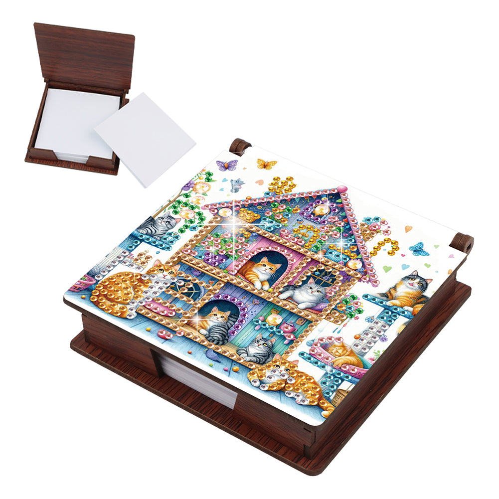 Animals Diamond Painting Notecard Box Gem Art Sticky Note Holder for Home Office