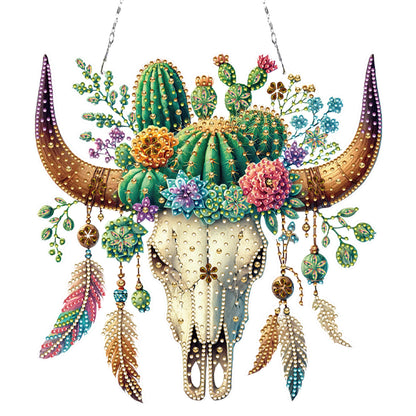Acrylic Special Shape Horn Cactus Diamond Painting Art Hanging Pendants
