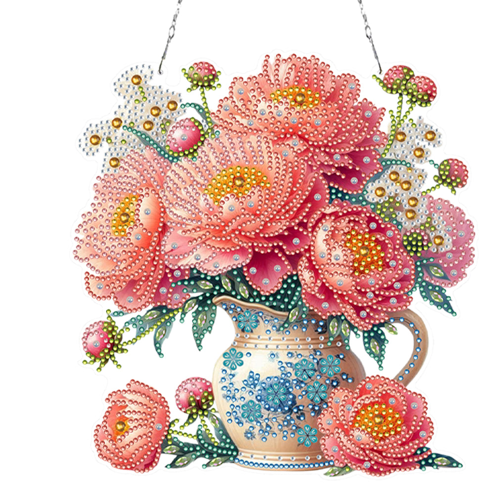 Acrylic Special Shape Vase Diamond Painting Art Pendants for Adults Beginners