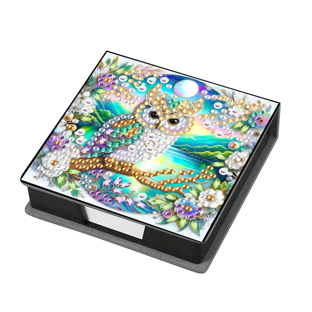 Owl Diamond Painting Memo Pad Holder with 160 Sheets of Paper for DIY Art Craft