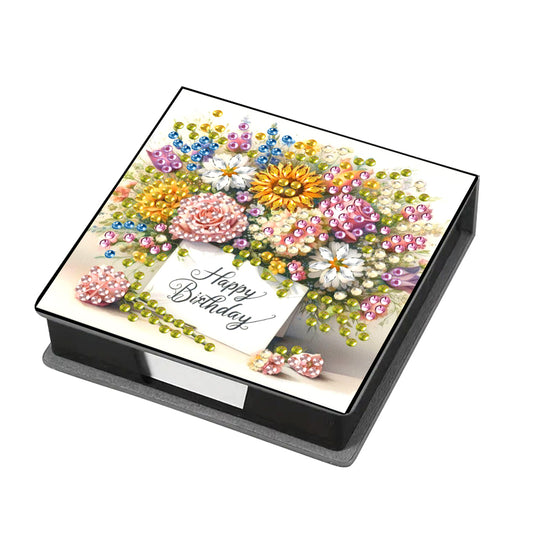Flowers Diamond Painting Memo Pad Holder with 160 Sheets of Paper for DIY Craft
