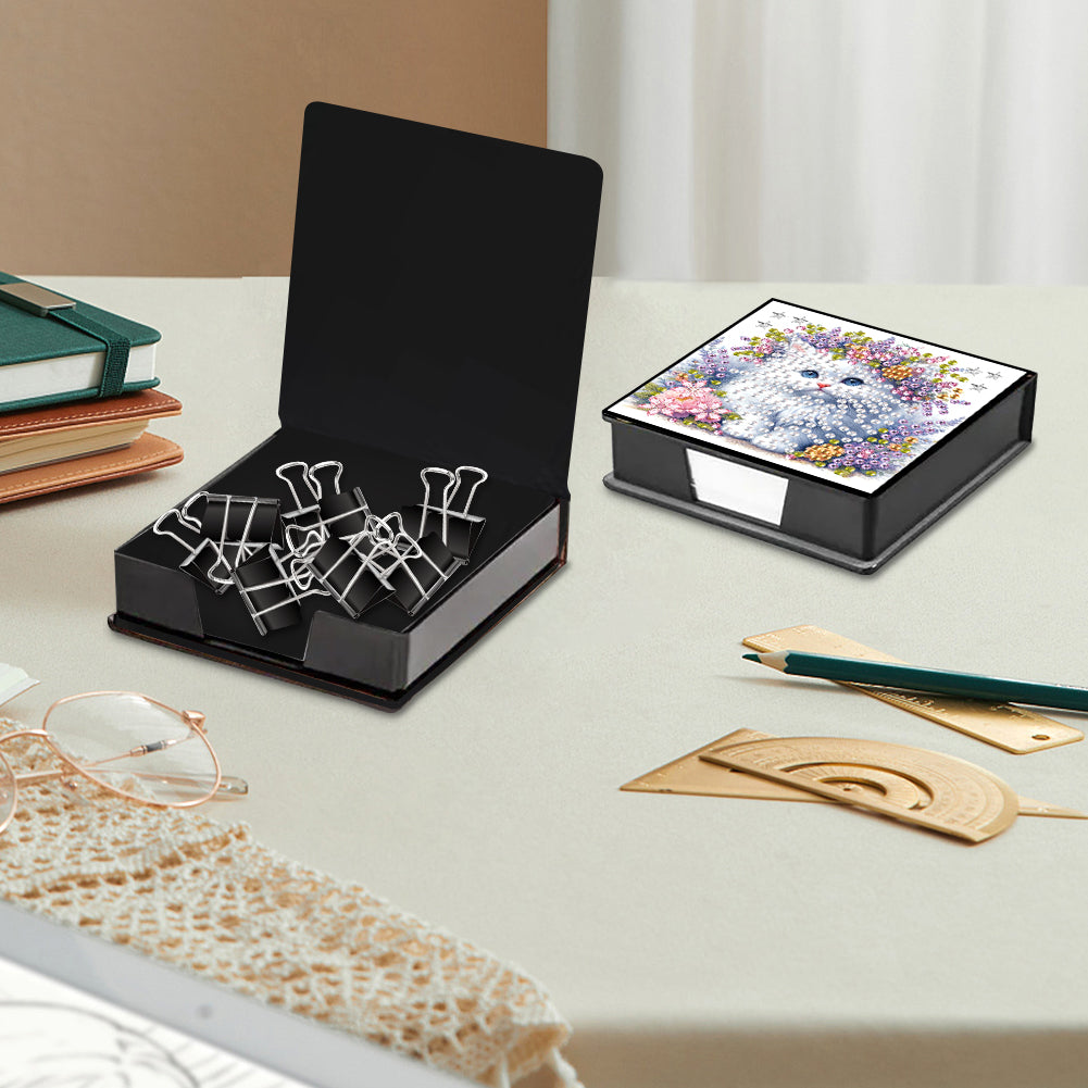 Cat Diamond Painting Memo Pad Holder with 160 Sheets of Paper for DIY Art Craft