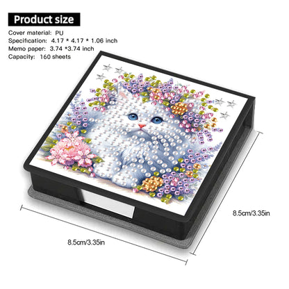 Cat Diamond Painting Memo Pad Holder with 160 Sheets of Paper for DIY Art Craft