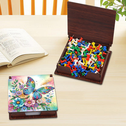 1pc Butterfly Pattern DIY Diamond Painting Note Box w/ 160 Notes Office Decor