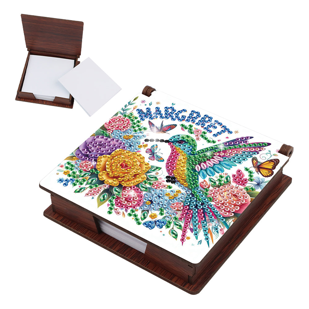 1pc Bird Pattern DIY Diamond Painting Kit Note Box 160 Sticky Note Desktop Decor