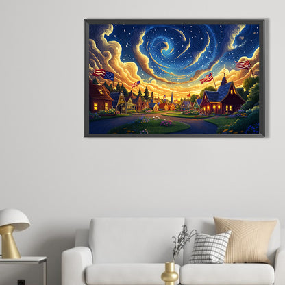 Diamond Painting - Full Round - Independence Day Town Night Scene (60*40CM)