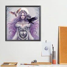 Load image into Gallery viewer, Diamond Painting - Full Round - Purple-Haired Girl Under The Moon (40*40CM)
