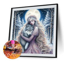 Load image into Gallery viewer, Diamond Painting - Full Round - Purple-Haired Girl And Wolf (40*40CM)
