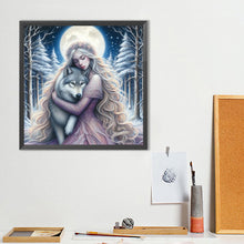 Load image into Gallery viewer, Diamond Painting - Full Round - Purple-Haired Girl And Wolf (40*40CM)
