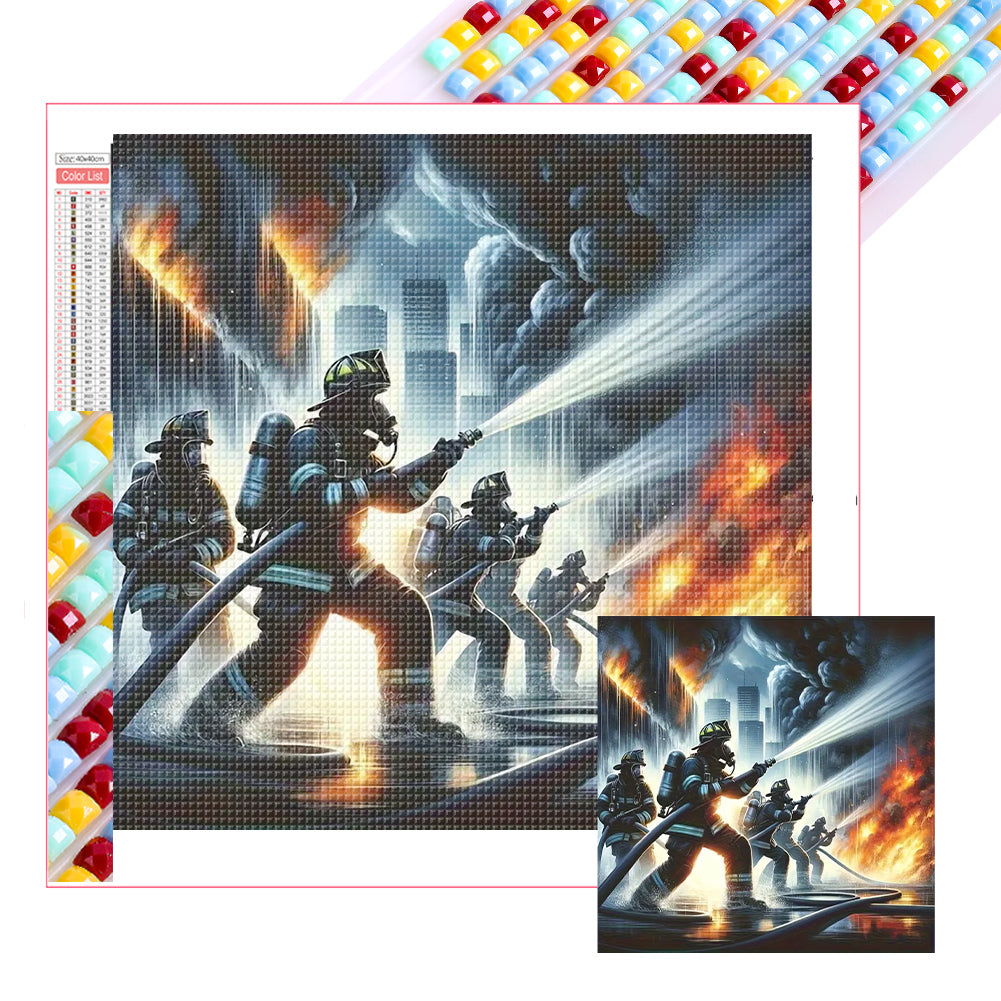 Diamond Painting - Full Square - Fireman American Fire (40*40CM)