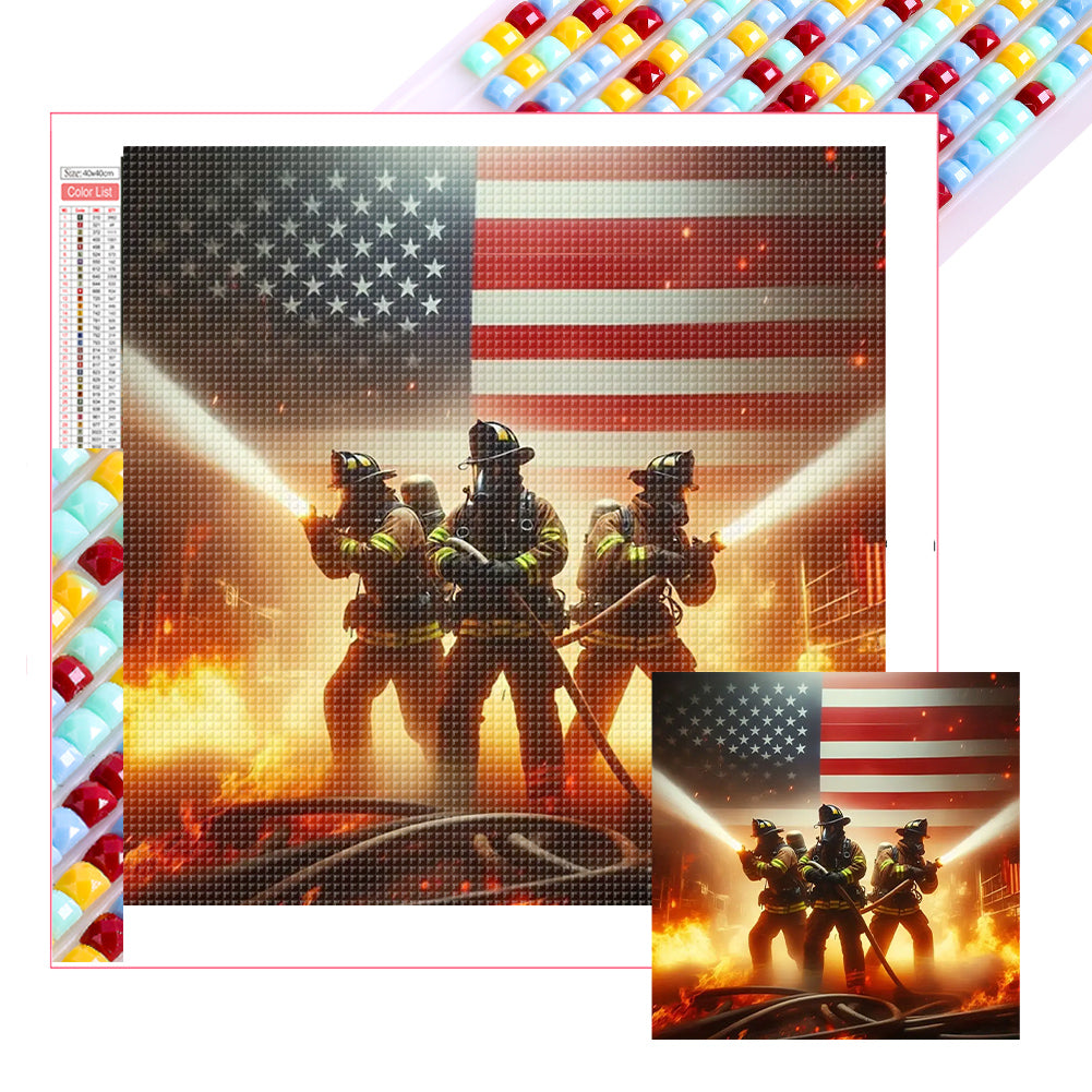 Diamond Painting - Full Square - Fireman American Fire (40*40CM)