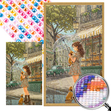 Load image into Gallery viewer, AB Diamond Painting - Full Round - Girl And Puppy In The Rain (40*70CM)
