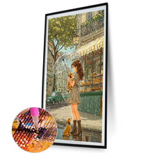 Load image into Gallery viewer, AB Diamond Painting - Full Round - Girl And Puppy In The Rain (40*70CM)
