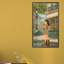 Load image into Gallery viewer, AB Diamond Painting - Full Round - Girl And Puppy In The Rain (40*70CM)
