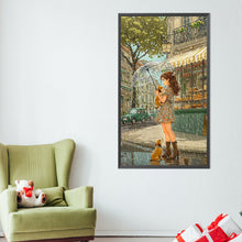 Load image into Gallery viewer, AB Diamond Painting - Full Round - Girl And Puppy In The Rain (40*70CM)
