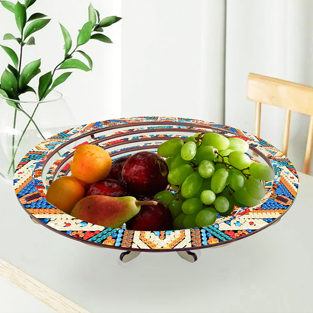 Diamond Painting Wooden Serving Tray Decorative Diamond Painting Dining Plate(A)