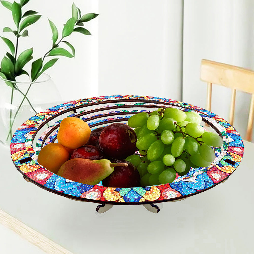 Diamond Painting Wooden Serving Tray Decorative Diamond Painting Dining Plate(B)