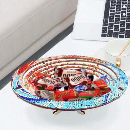 Diamond Painting Wooden Serving Tray Decorative Diamond Painting Dining Plate(D)