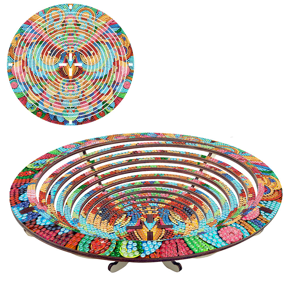 Diamond Painting Wooden Serving Tray Decorative Diamond Painting Dining Plate(F)