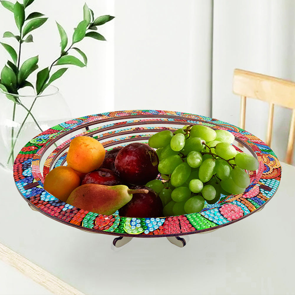 Diamond Painting Wooden Serving Tray Decorative Diamond Painting Dining Plate(F)