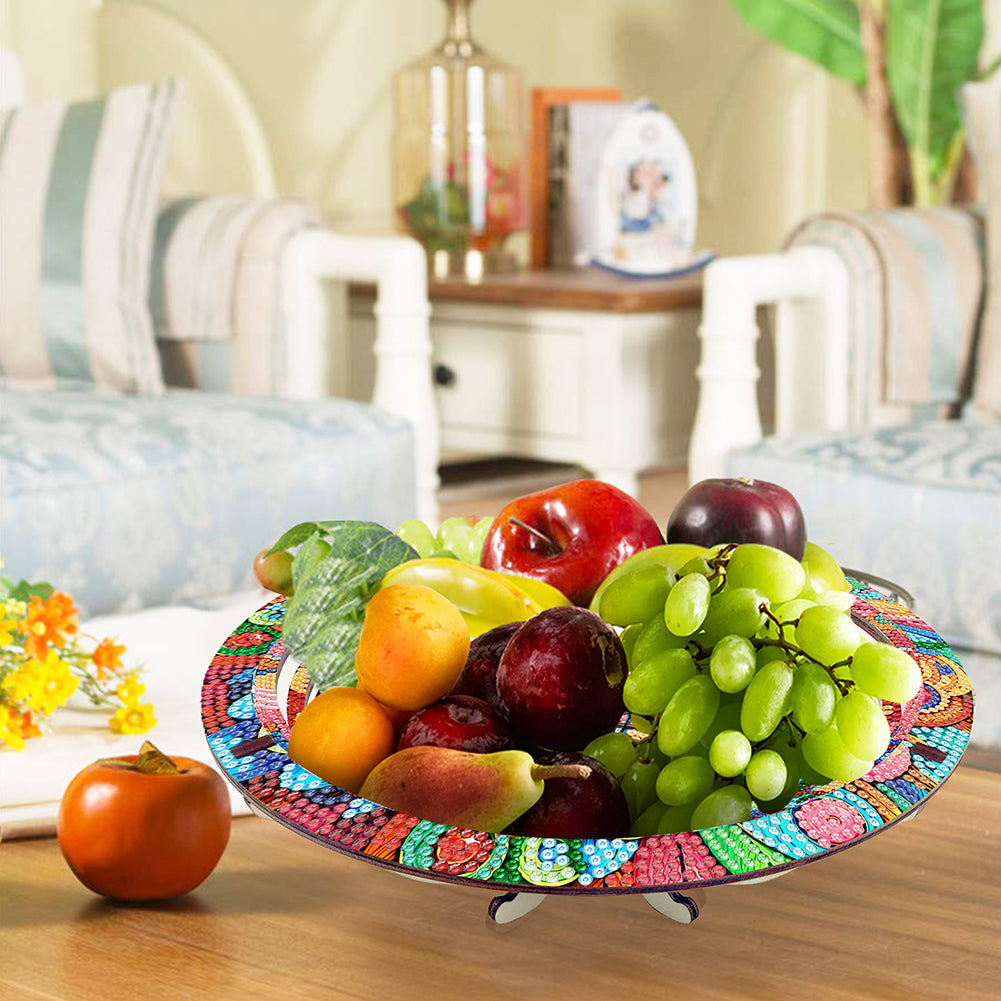 Diamond Painting Wooden Serving Tray Decorative Diamond Painting Dining Plate(F)