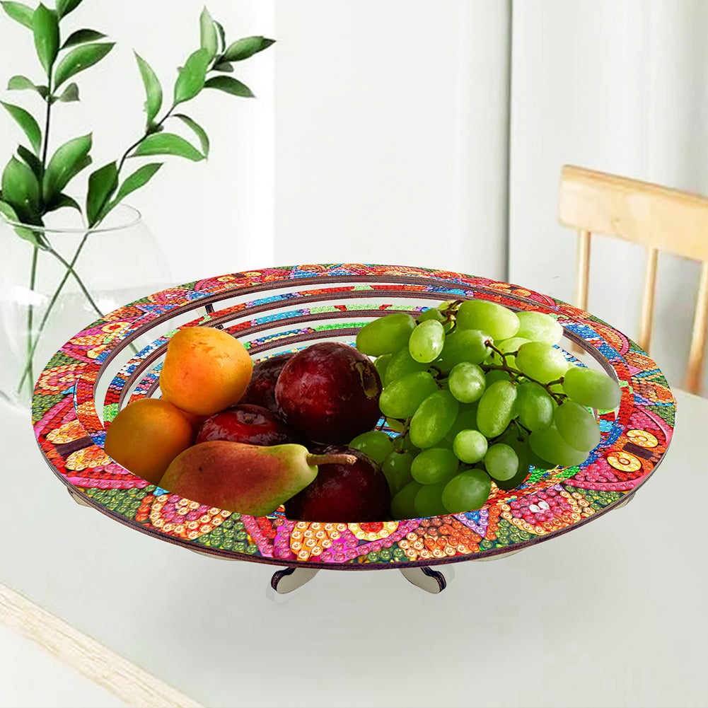 Diamond Painting Wooden Serving Tray Decorative Diamond Painting Dining Plate(G)