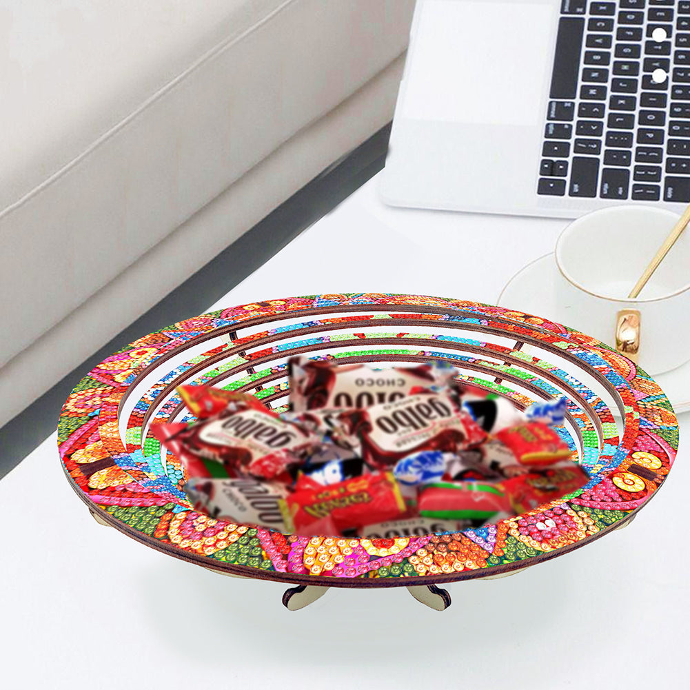 Diamond Painting Wooden Serving Tray Decorative Diamond Painting Dining Plate(G)