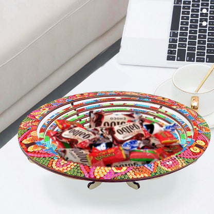 Diamond Painting Wooden Serving Tray Decorative Diamond Painting Dining Plate(G)